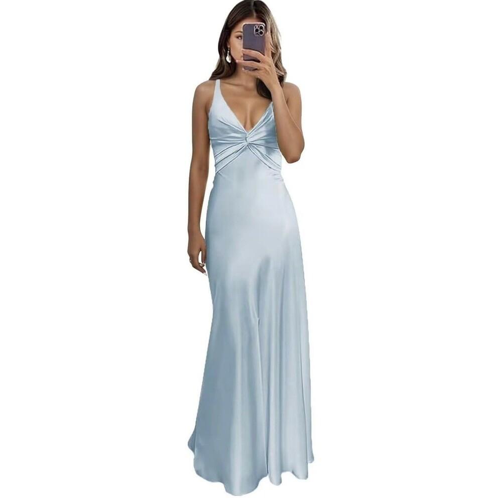 Satin Prom Long Evening Cocktail Gown Mermaid Formal Party Dresses size 2
